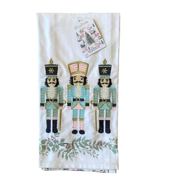 Christmas Pastel Nutcracker Kitchen Towels 20 x 28 Set of 2 Embroidered New - Picture 2 of 8
